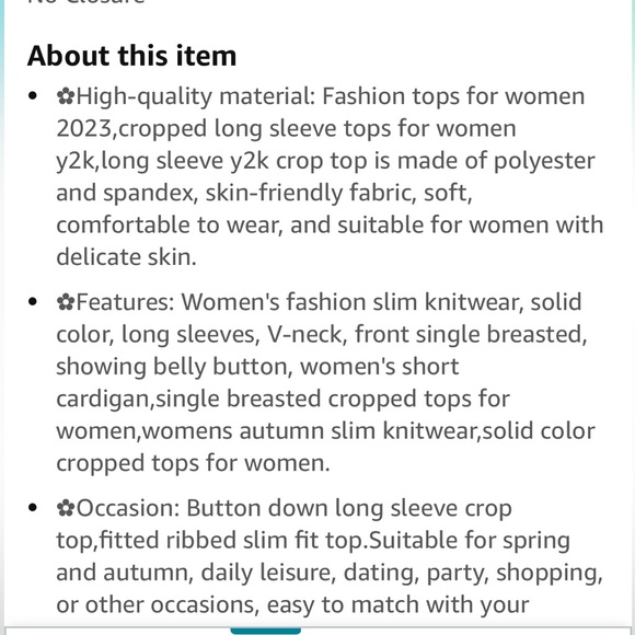 NWOT - Knit Front button cropped top - Picture 3 of 5